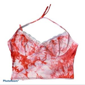tie dyke red tank top cropped